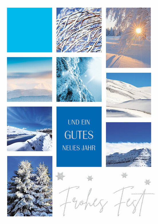 Weihnachtskarte: Winterfotos mit Sterne