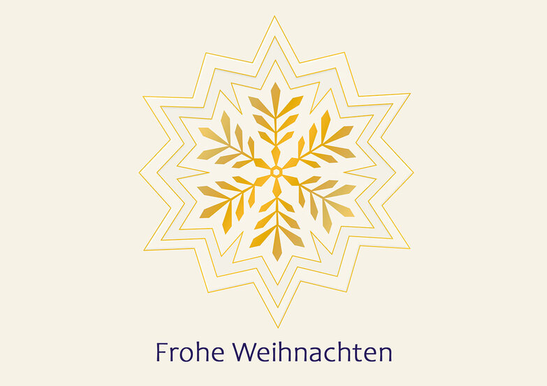 Weihnachtskarte: Flocke auf dezentem Stern