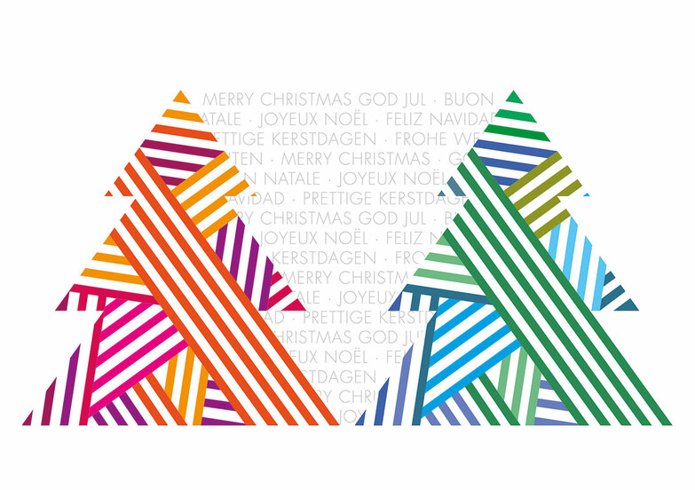 Weihnachtskarte: Zwei Strichbäume