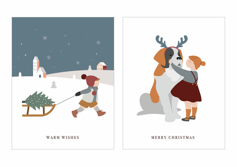 Weihnachtskarte: Skandinavische Zeichnungen